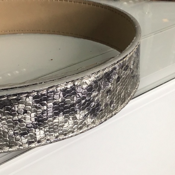 Guess Y2K Rhinestone and Silver Snakeskin Leather Belt